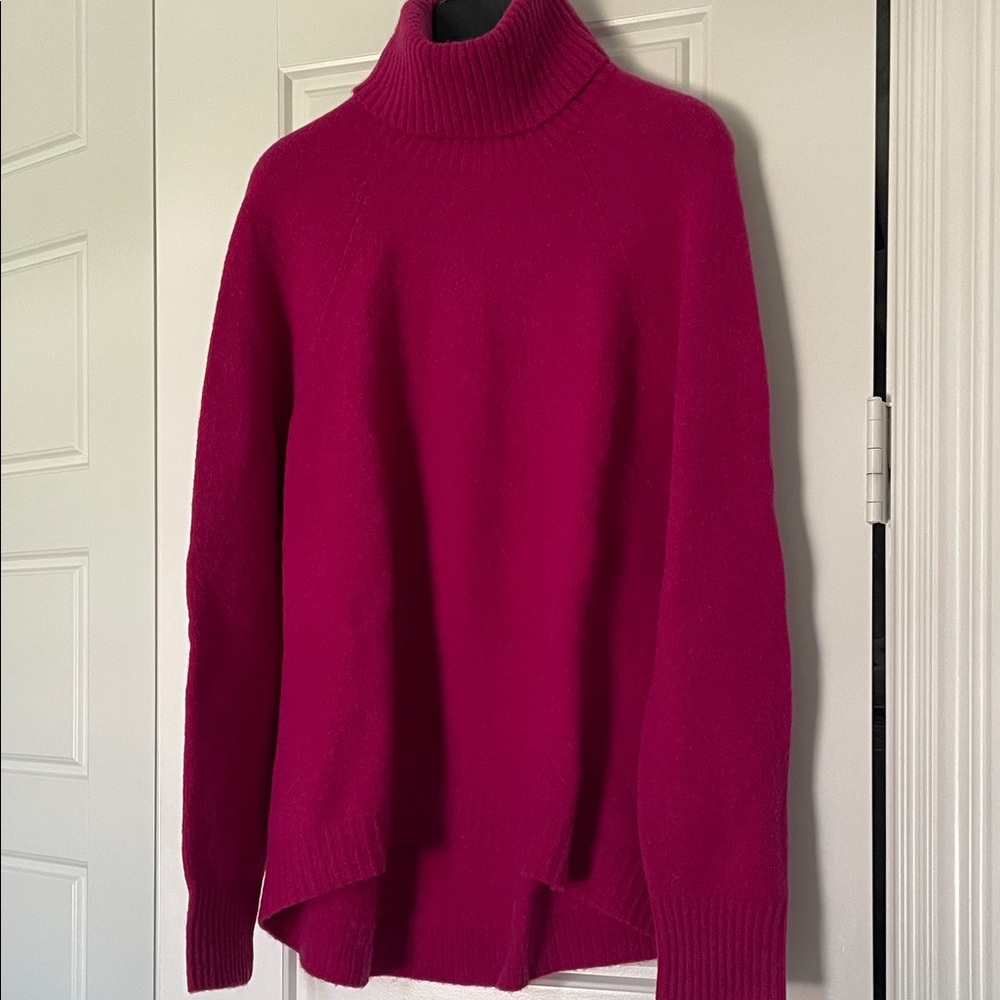 J. Crew Bold Magenta Turtleneck Sweater